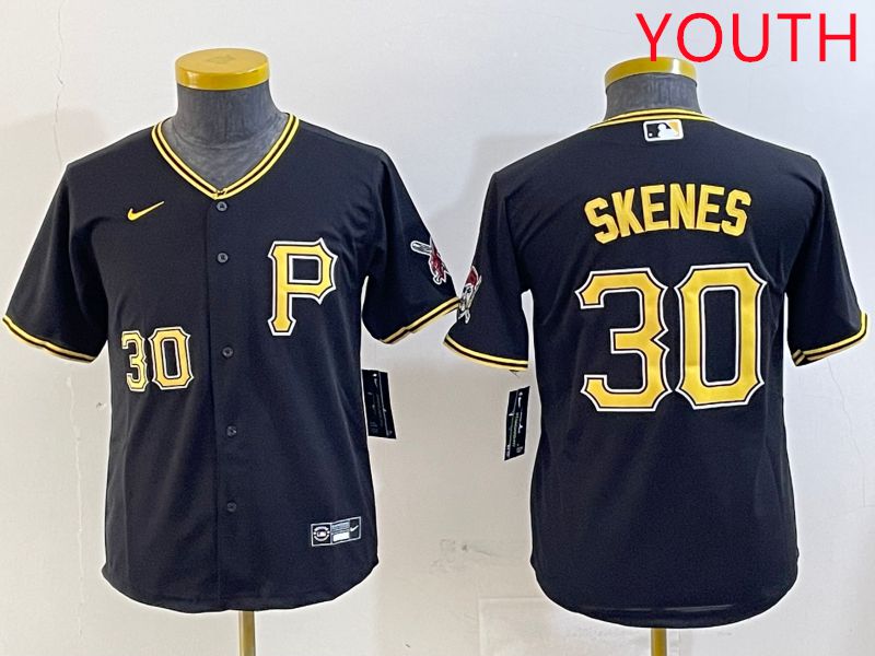 Youth Pittsburgh Pirates #30 Skenes Black Game 2025 Nike MLB Jersey style 2